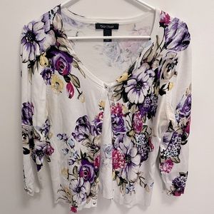 White House black market large floral cardigan